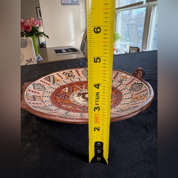 Vintage Decorative Terracotta Plate Inspired By Peruvian On Incan Folk Art - Picture 10 of 10